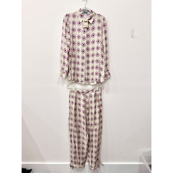 Cia Maritima Silk 2 Piece Cover-Up Set Shirt and Pants Vera Cruz Womens Size M - Picture 3 of 8